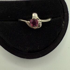 Silver and Pink Ring with Classic Prong Setting Size 6.25